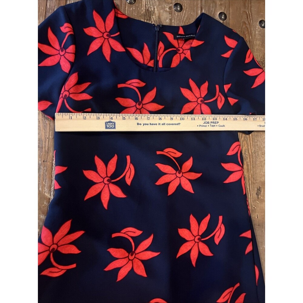 Banana Republic Womens Floral Shift Dress 6 Navy Blue Red 585478-00-1 - Picture 3 of 7